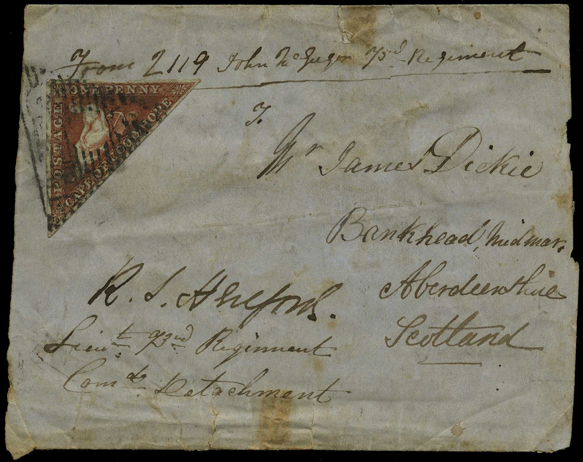 POSTAL HISTORY: 1856 Soldiers Letter rate...