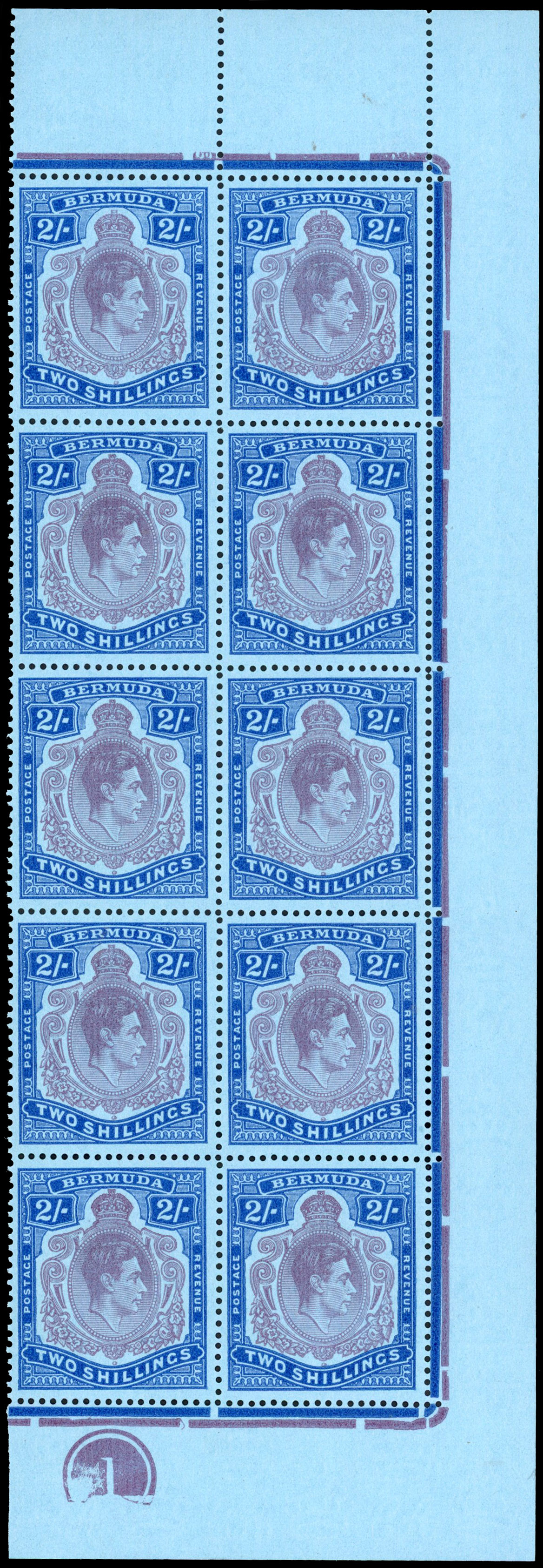 Bermuda SG 116/116f 1938-52 2s mint range
