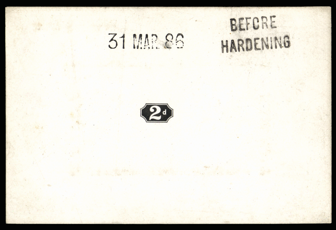 Great Britain 1886 2d "Jubilee" value tablet die proof. Very fine example of the unnadopted design with solid back…