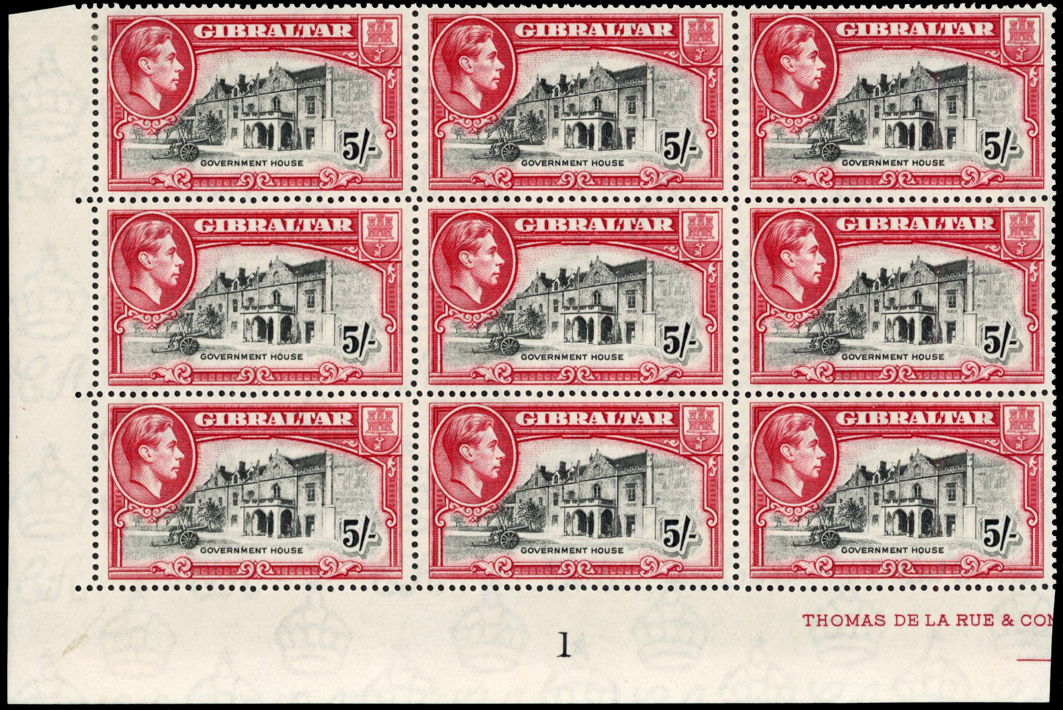 Gibraltar SG 129 Plate block mint