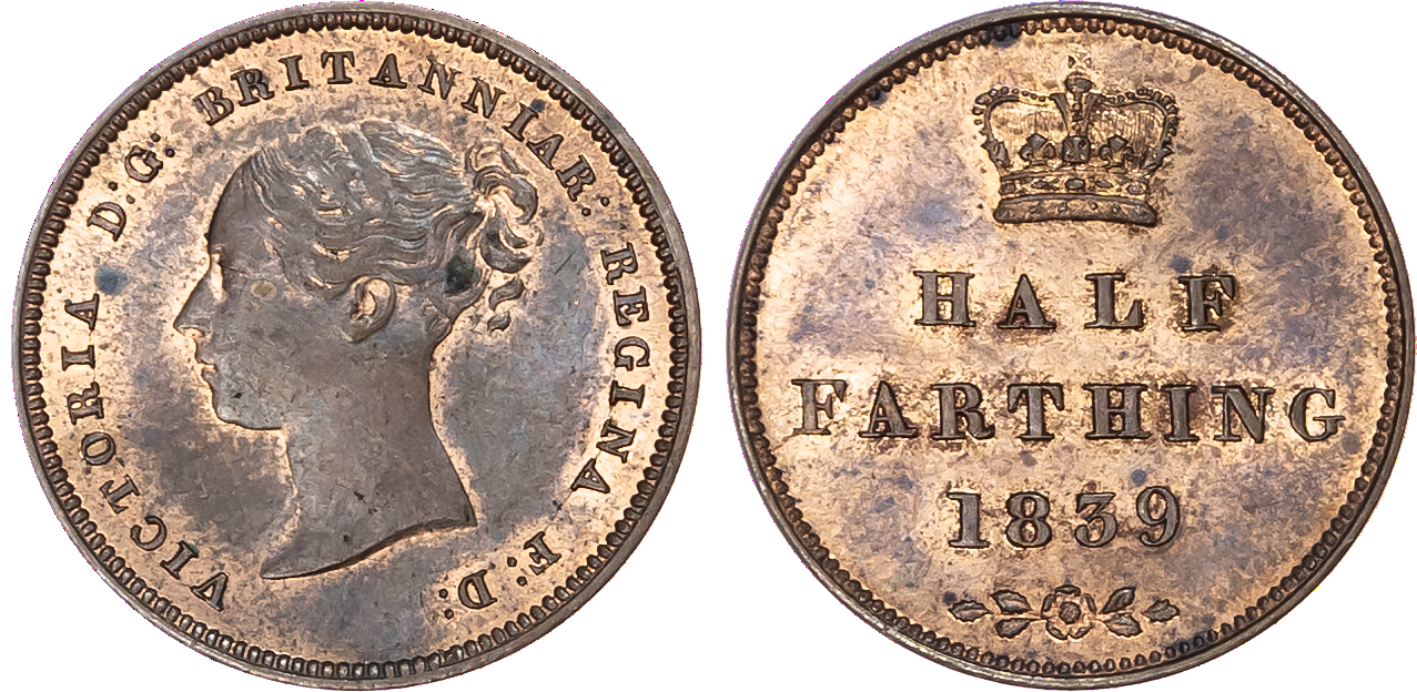 Victoria (1837-1901), Half Farthing and Quarter Farthing (2), 1839