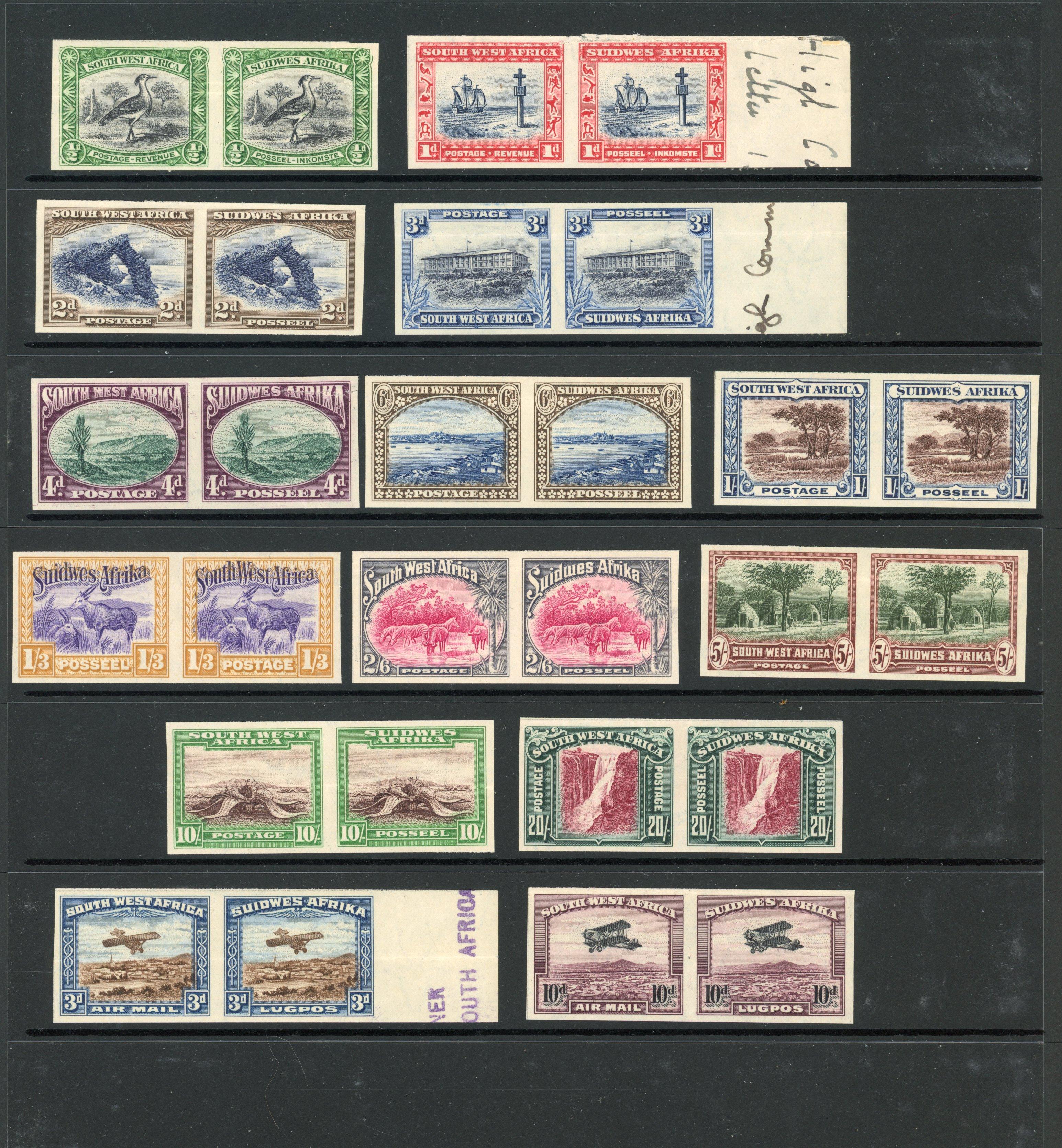 South West Africa SG 74-87 plate proof pairs set
