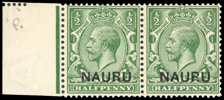 Nauru 1916-23 ½d yellow-green variety NAUP.U
