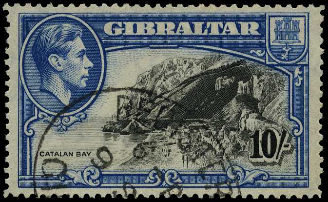 1938 10/- perf 14, fine used with part...