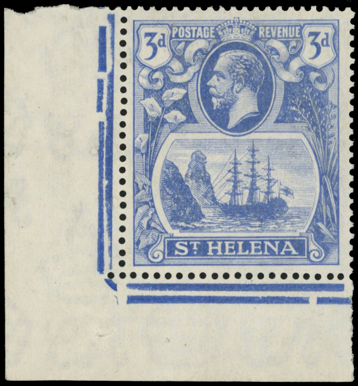 1922 3d bright blue l/l corner marginal...