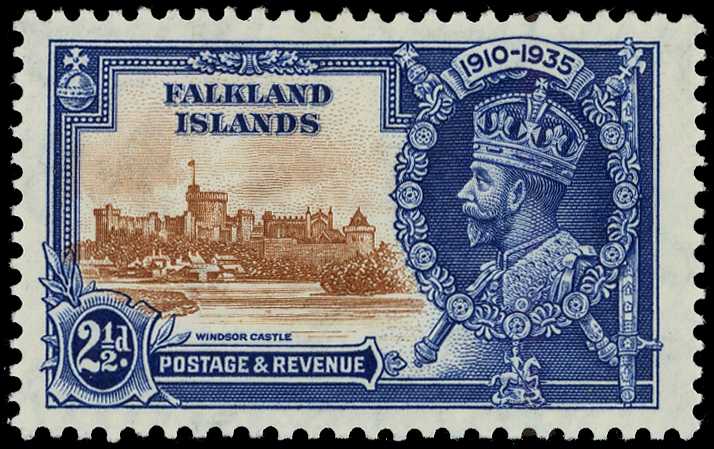1935 Silver Jubilee 2½d brown and deep blue,...