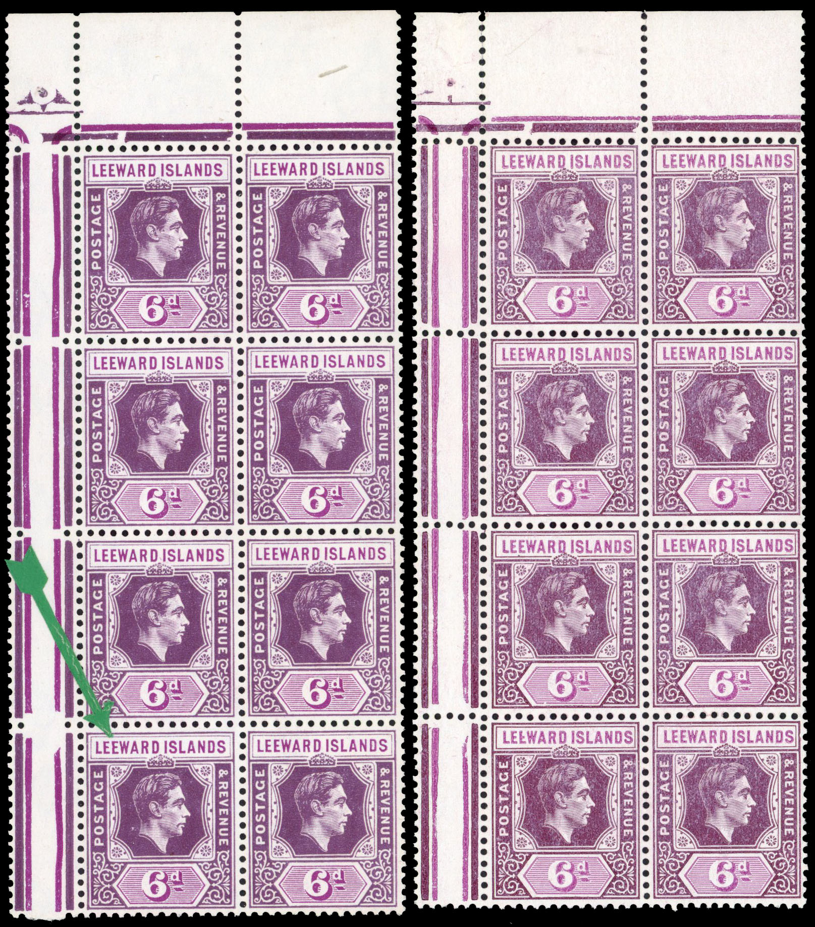 Leeward Islands SG 109ab block mint