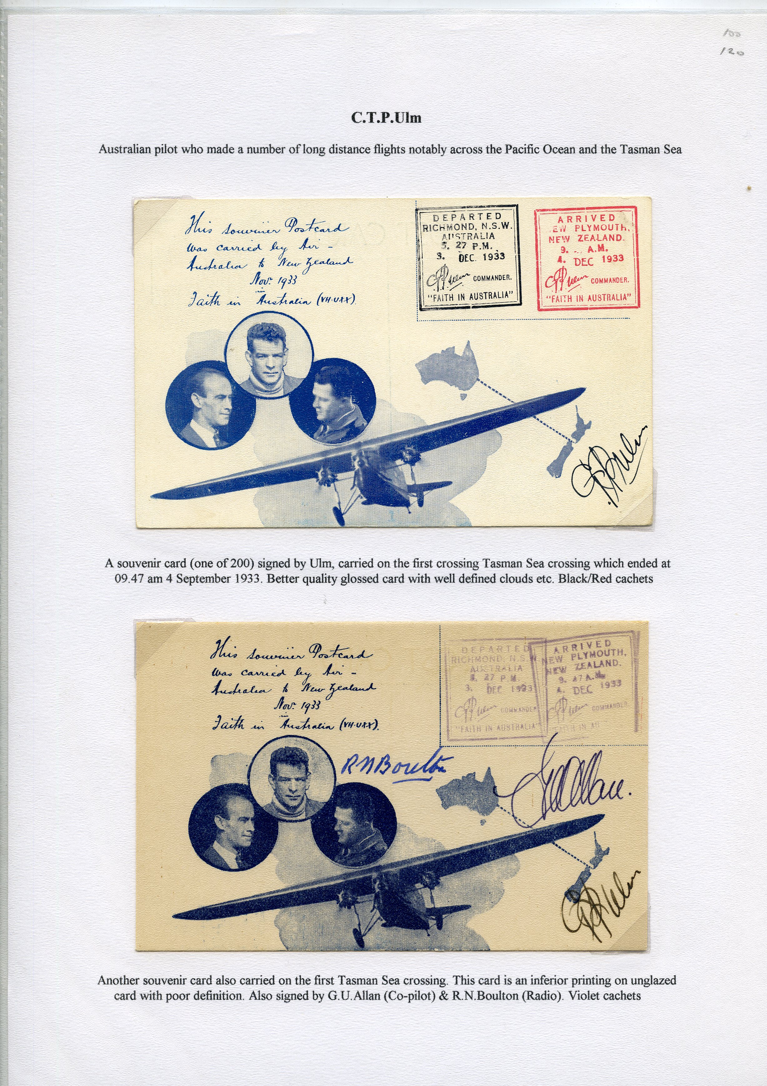 AUSTRALIAN FLIGHT COVERS: 1933-34 nine “Faith...