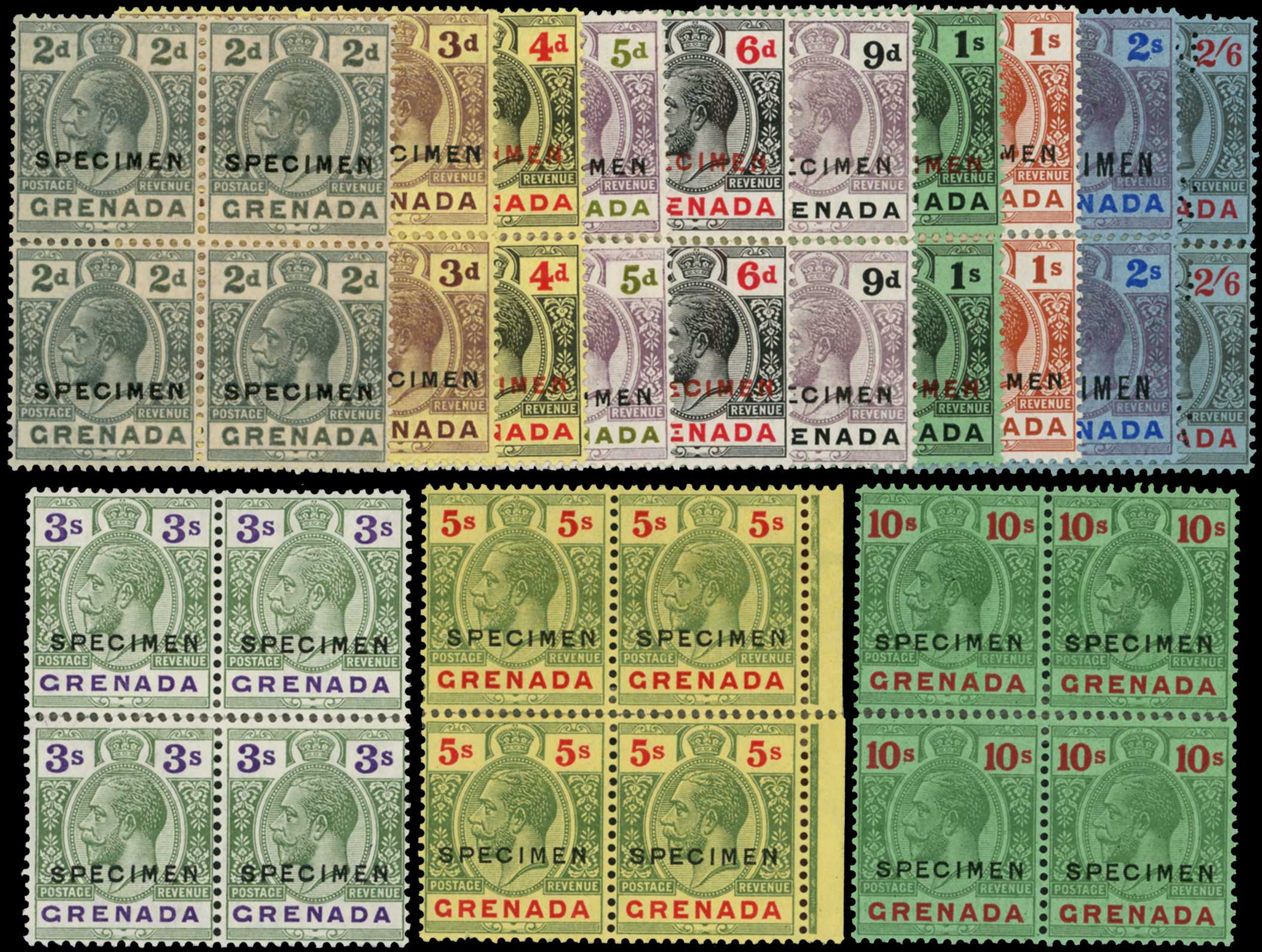 1921-32 KGV SPECIMENS in reconstructed blocks...