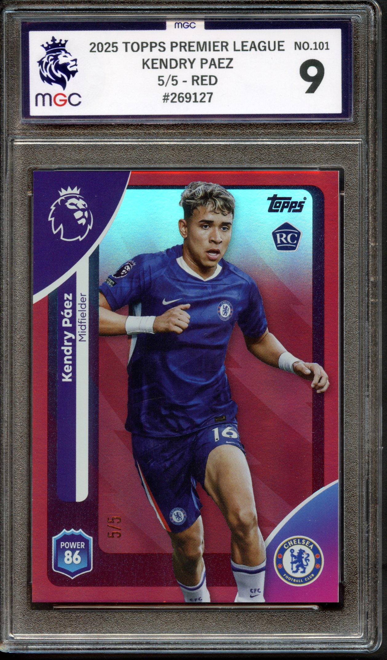 2025 TOPPS PREMIER LEAGUE KENDRY PAEZ 5/5 RED #269127