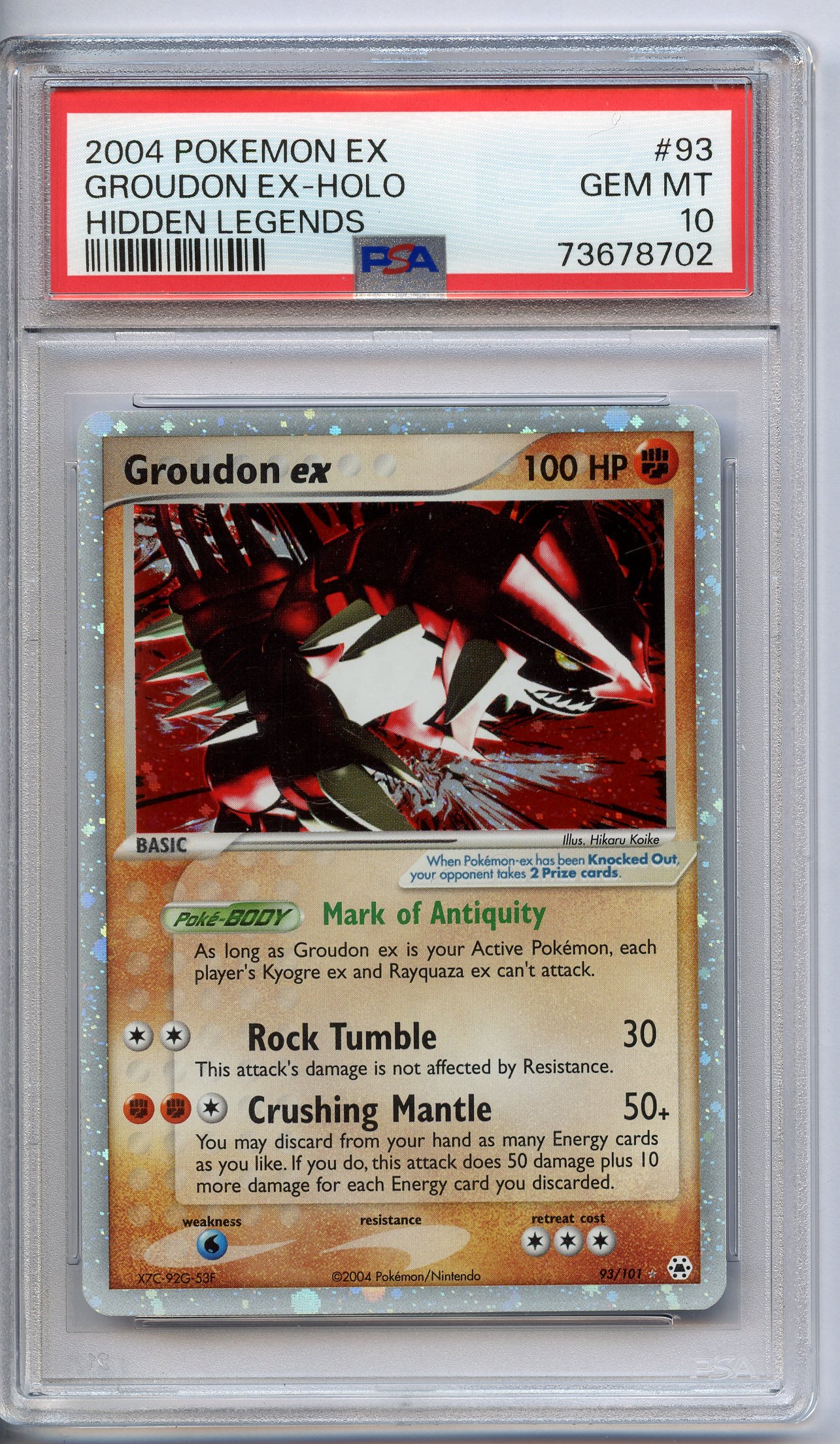 PSA 10 Groudon ex Holo #93 - Hidden Legends 2004