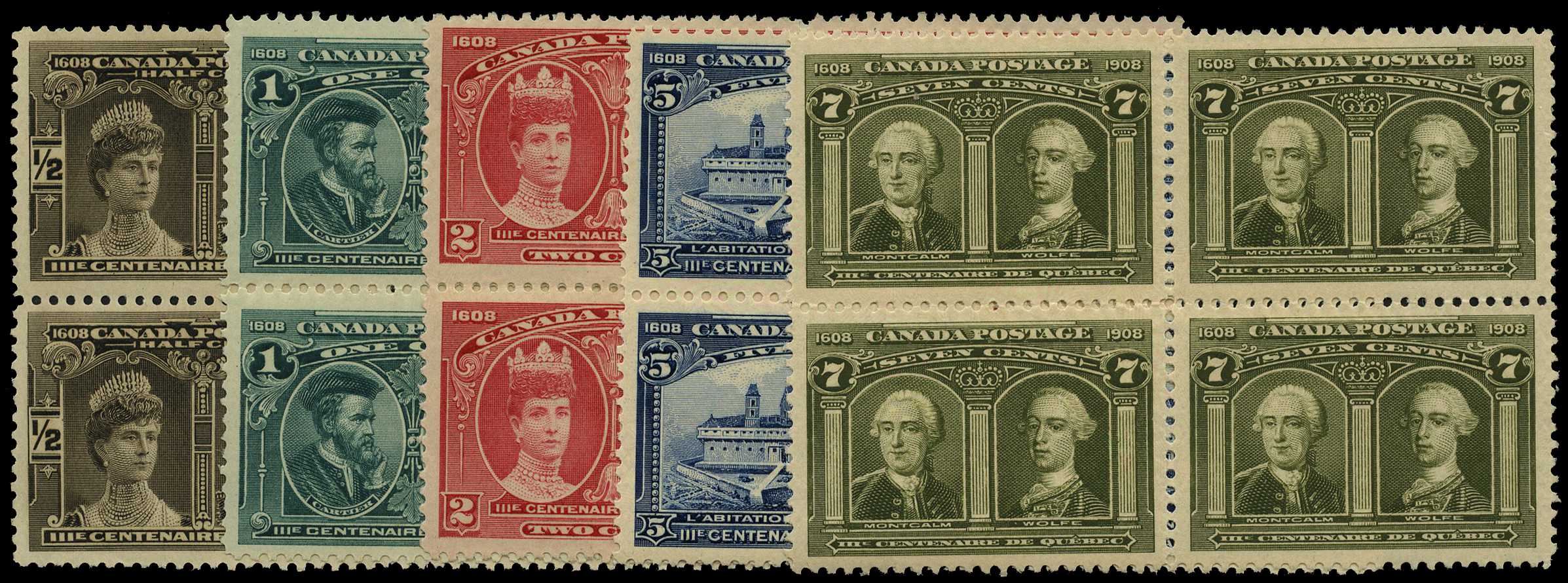 1908 Quebec Tercentenary set of eight to 20c...