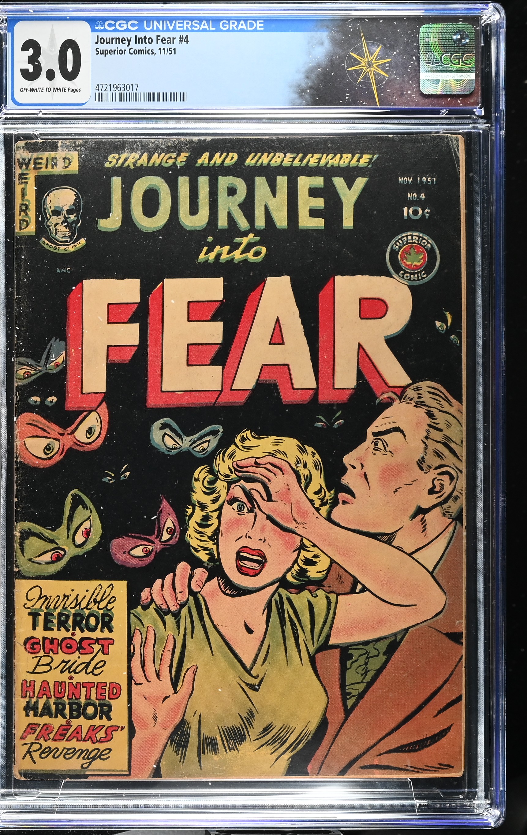 Journey Into Fear #4 CGC 3.0 (Superior Comics, 1951) Off-White to White Pages