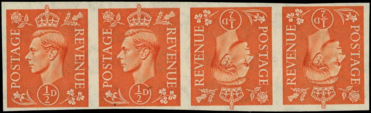 1951 ½d pale orange, imperforate...