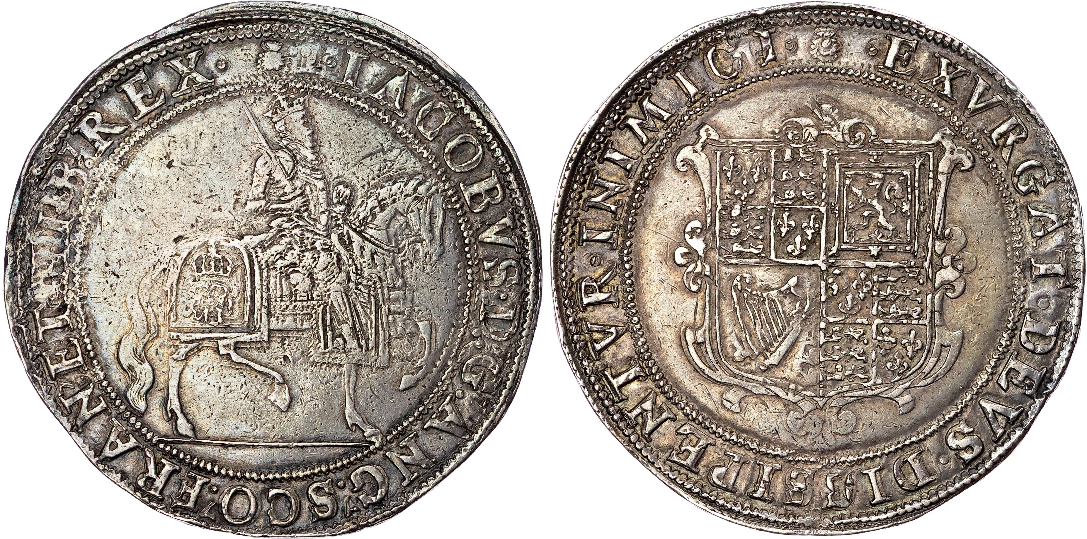James I (1603‐1625), AR Crown, First Coinage, Tower (London) mint, mm. thistle (1603‐4).