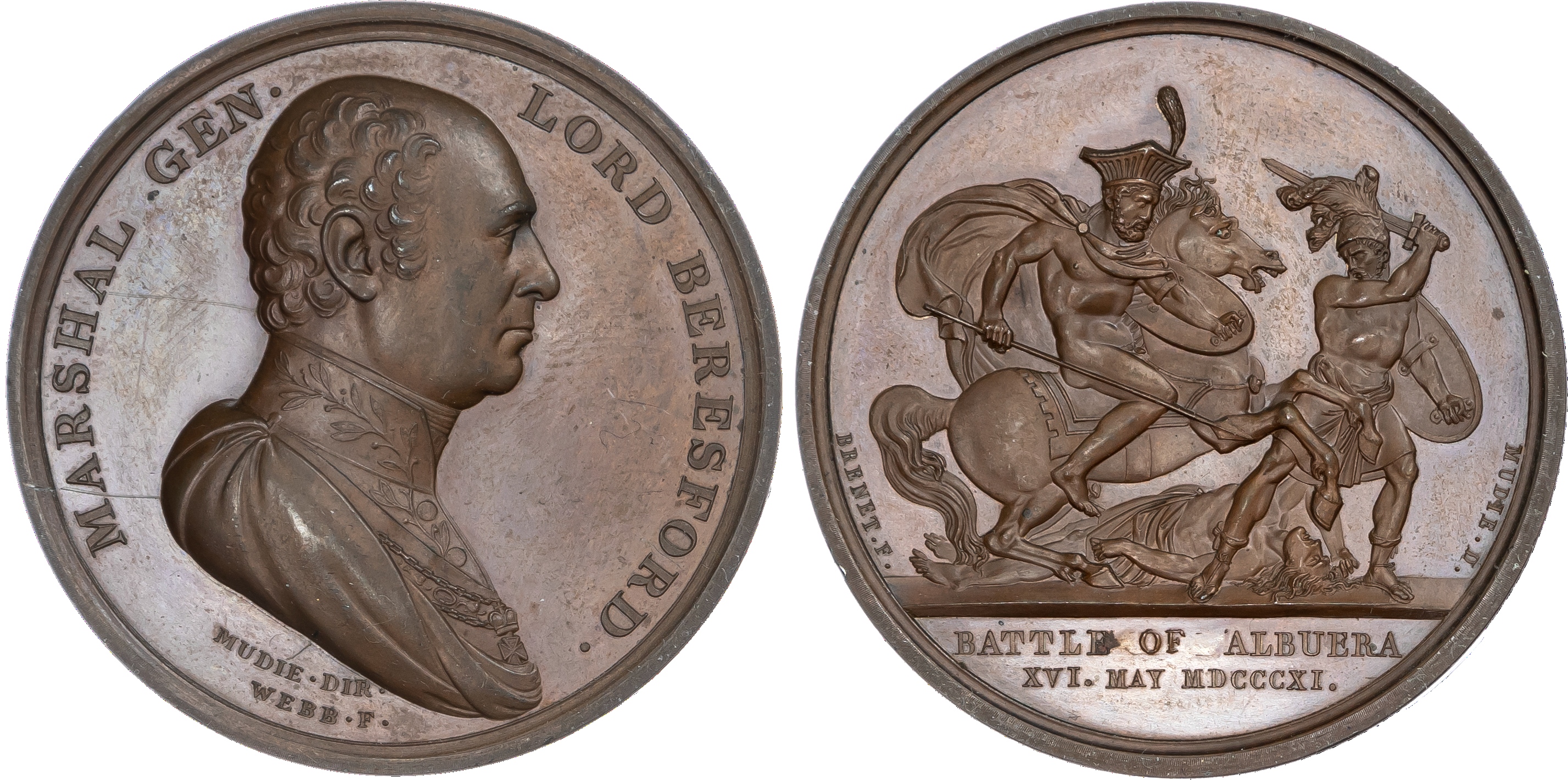 Marshal General Lord Beresford, Battle of Albuera, copper medal 1811