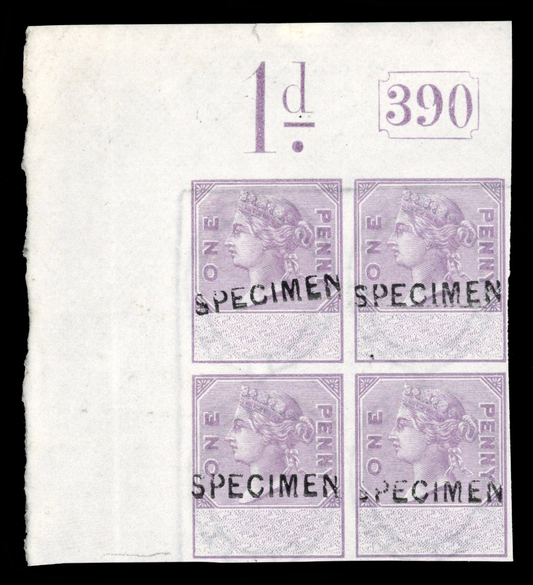 GB Unappropriated Dies 1872 1d Plate Proof block
