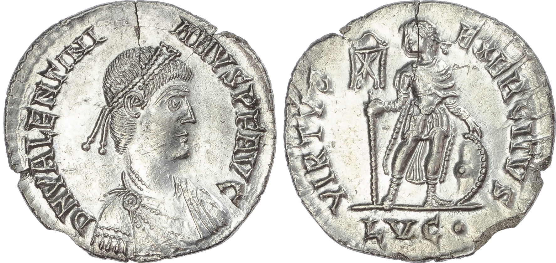 Valentinian II (AD 375-392) AR Miliarense, Lugdunum, AD 388-392, 3.85g.