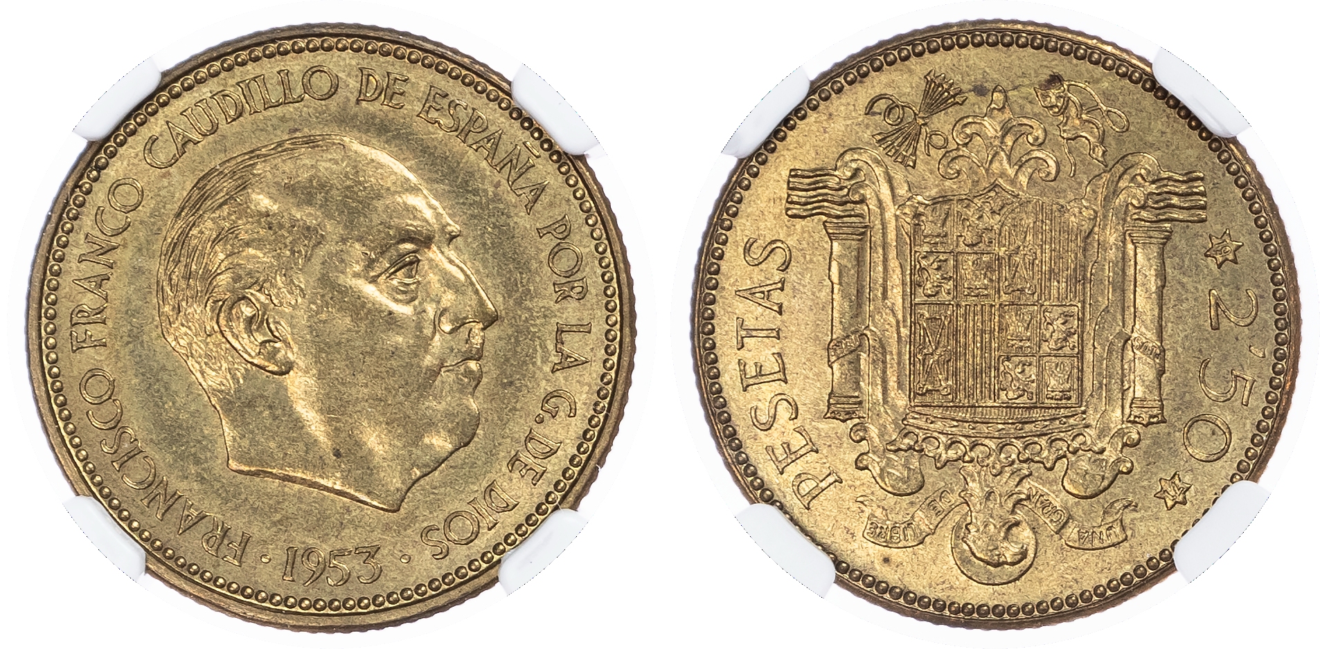 Spain. Fransisco Franco BR 2.5 Pesetas. 1953(71). 