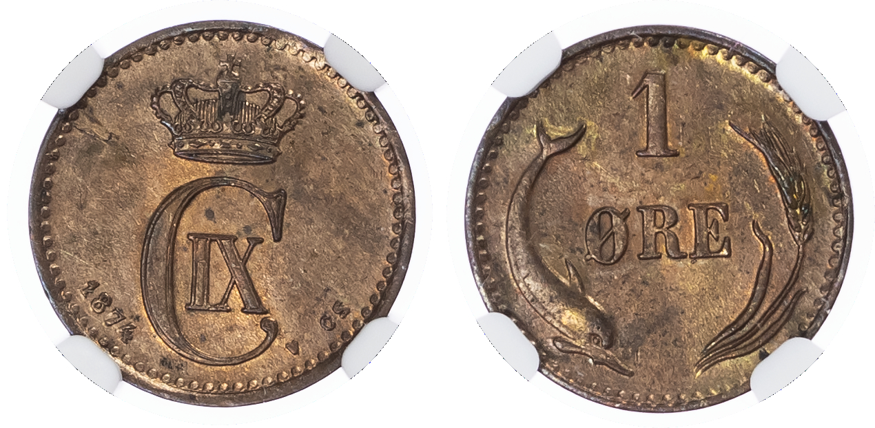 Denmark. Christian IX Æ 1 Ore. 1874 CS.