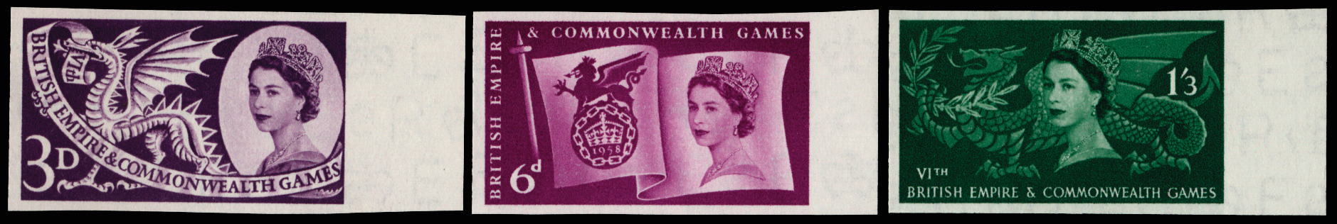 GB 1958 3d-1s3d Sixth British Empire and Commonwealth Games. Superb unmounted o.g imperforate … SG567/9var