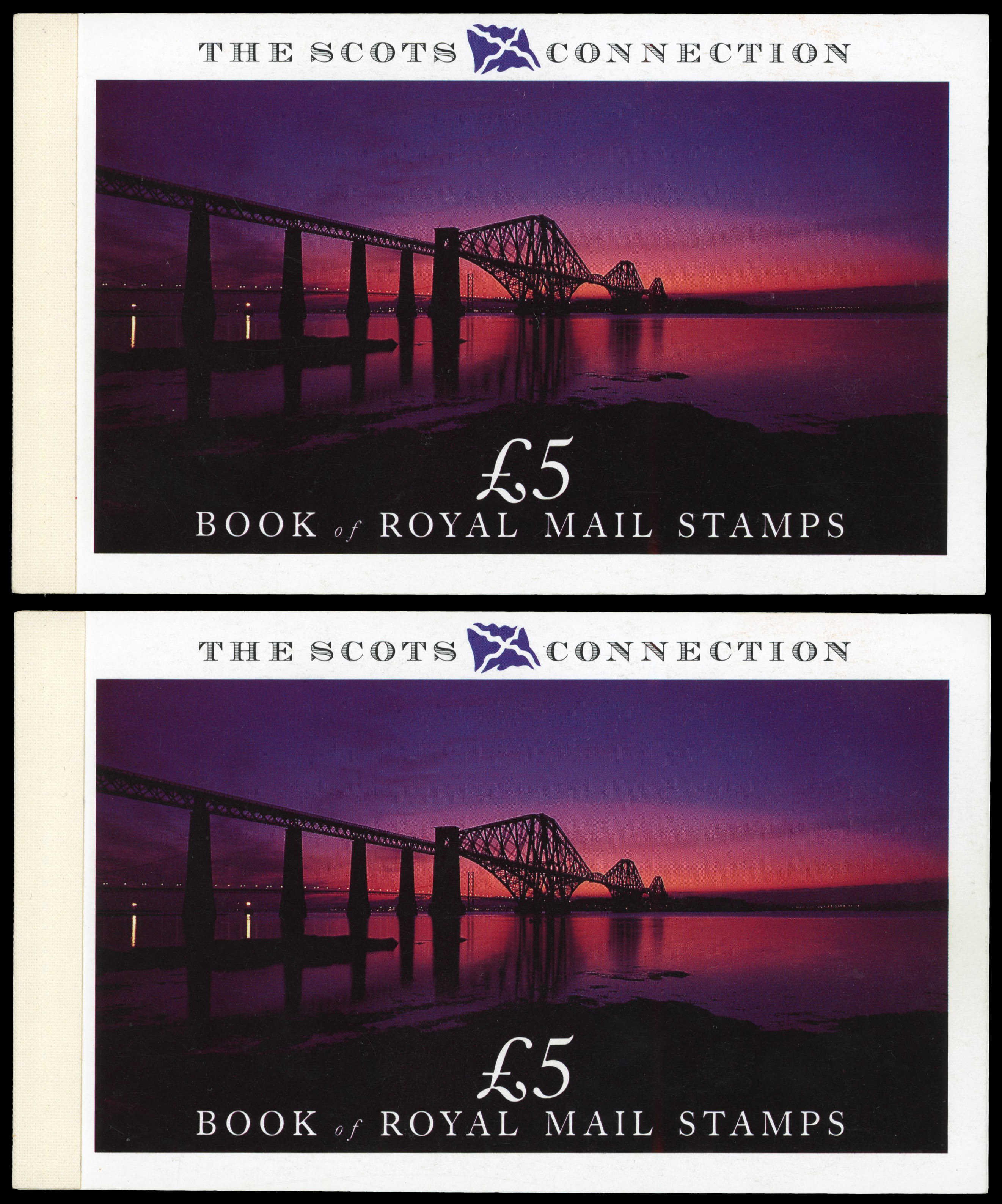 Regionals : 1989 £5 'The Scots Connection' prestige booklet (SG DX10) showing the multi-value pane vertical imperforate