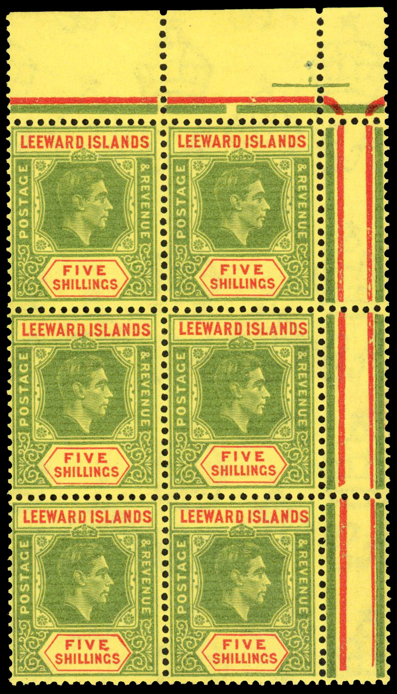 Leeward Islands SG 112b, bb block mint
