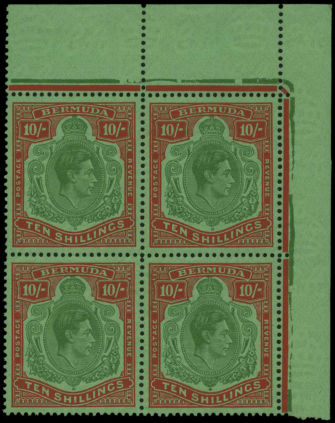 1953 (Jan.) 10/- green and dull red on...