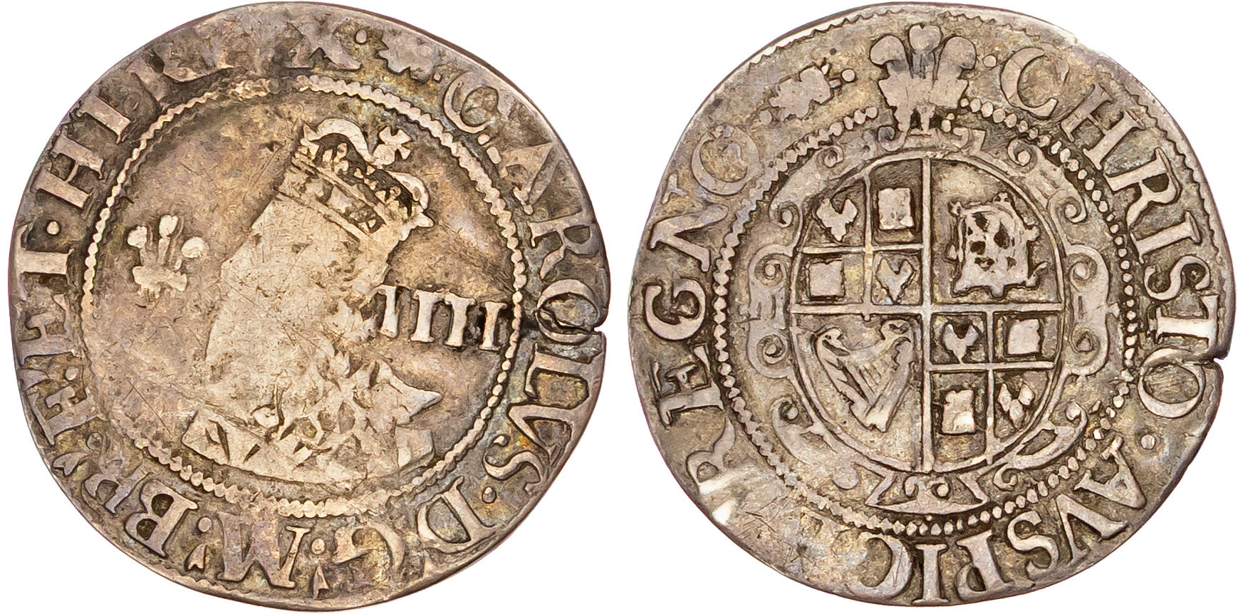Charles I (1625-1649), AR Groat, Aberystwyth mint (1638/9-42), mm. book. 