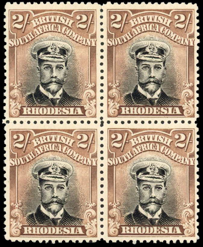 Rhodesia 2/- SG 301 block mint