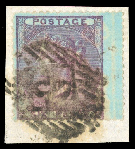 1856 6d Deep lilac (Wmk. Emblems, Azure paper). Used example 