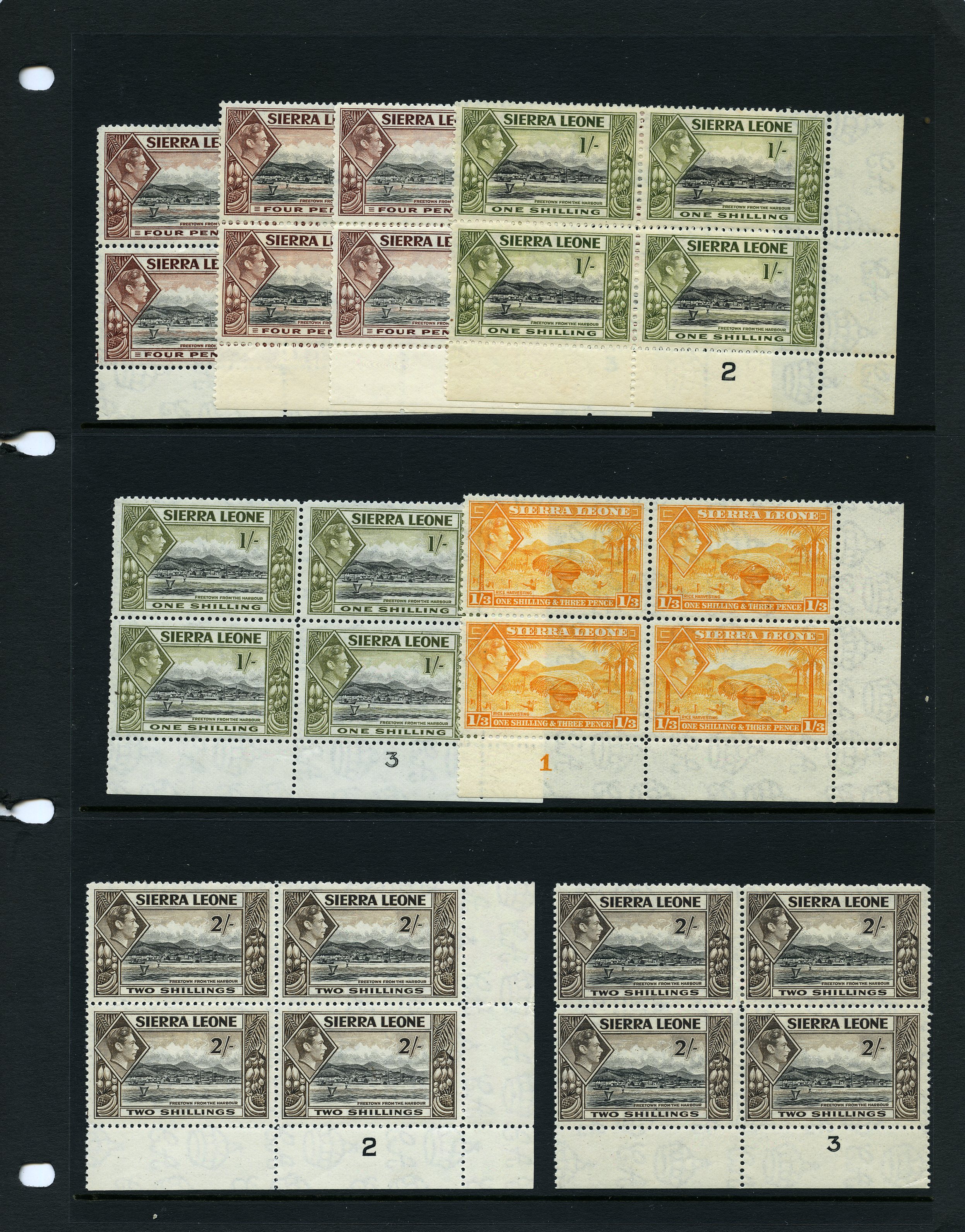 1938-44 ½d to 2/- bi-coloured values (plus...