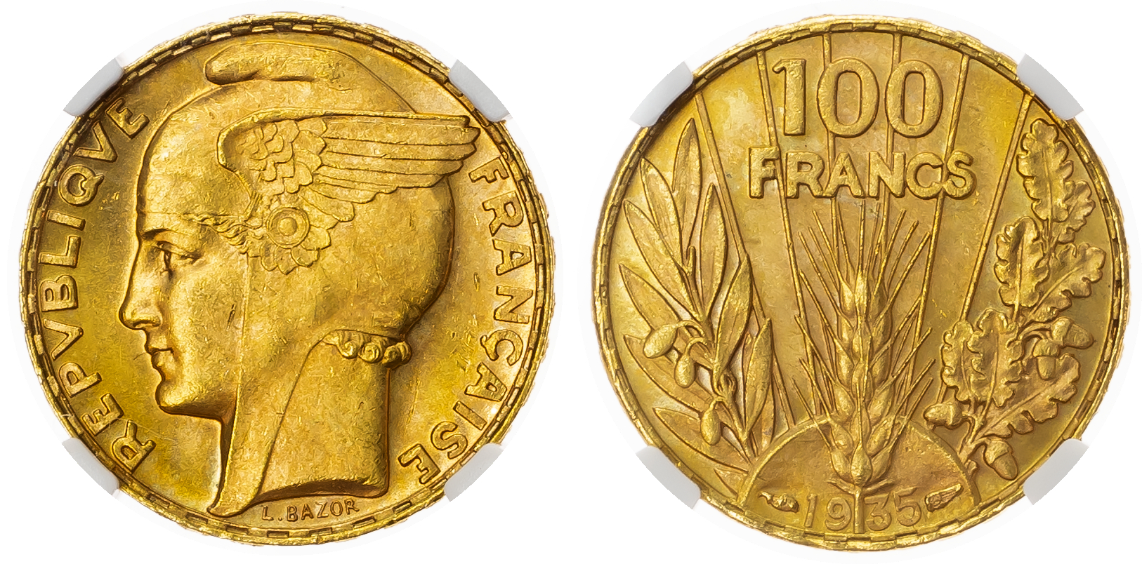 France, Third Republic (1871-1940), gold 100 Francs, 1935 - MS 64