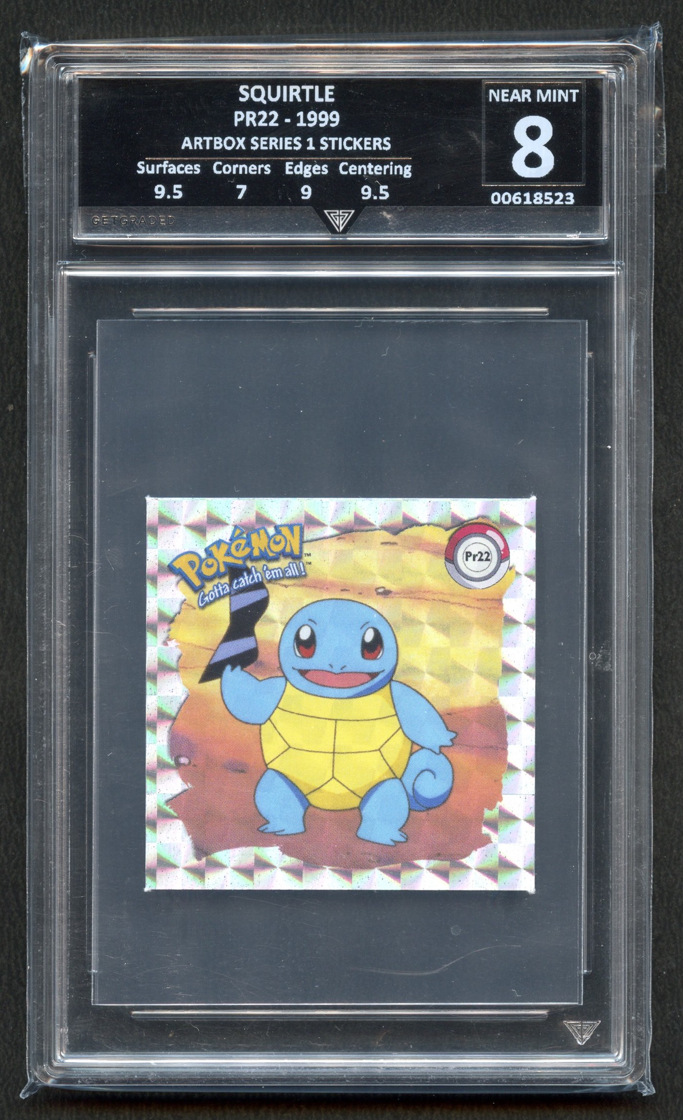 Get Graded 8 Squirtle Artbox Series 1 Stickers. PR22 1999