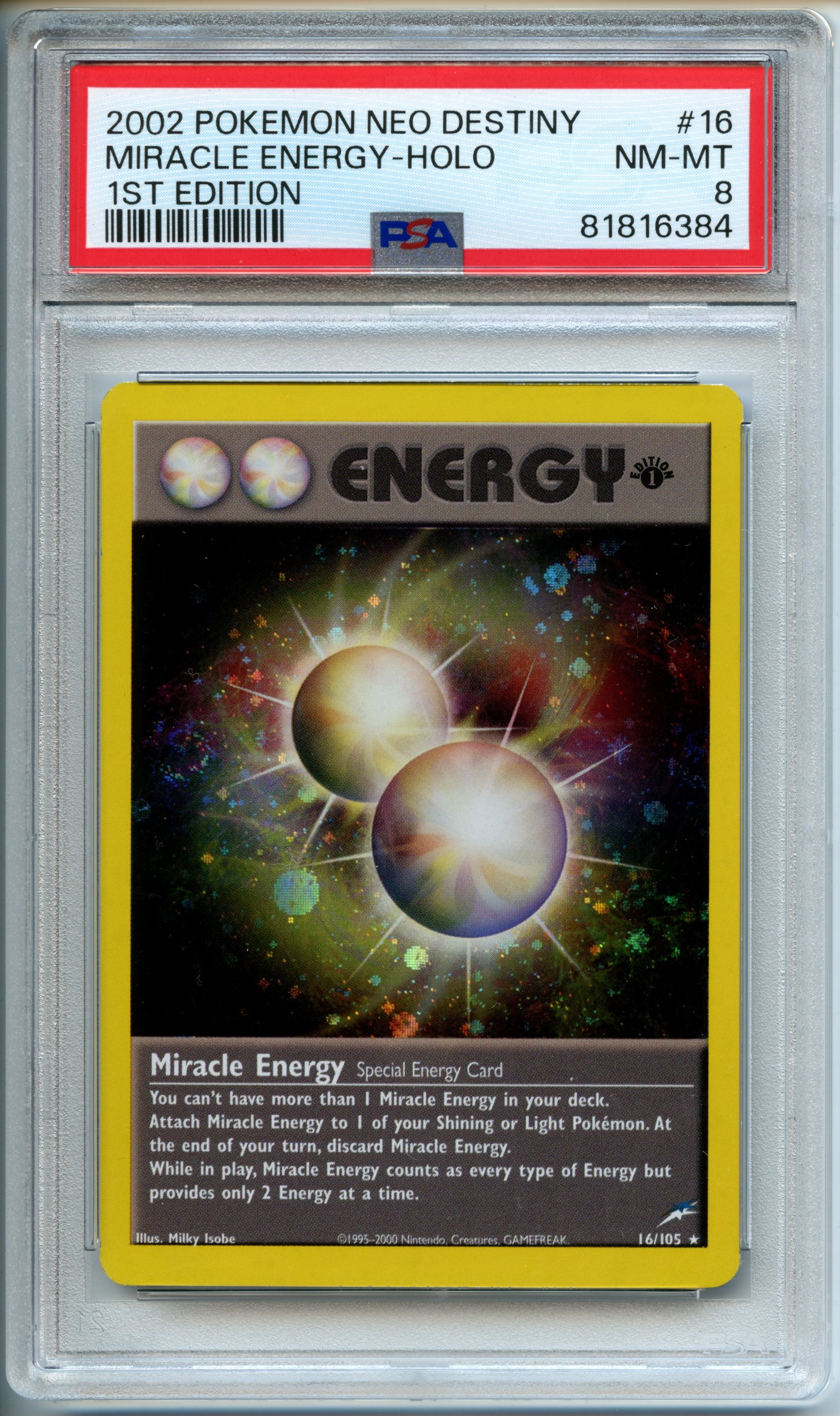 Pokemon TCG  - Miracle Energy  HOLO - 1st Edition  - PSA 8 