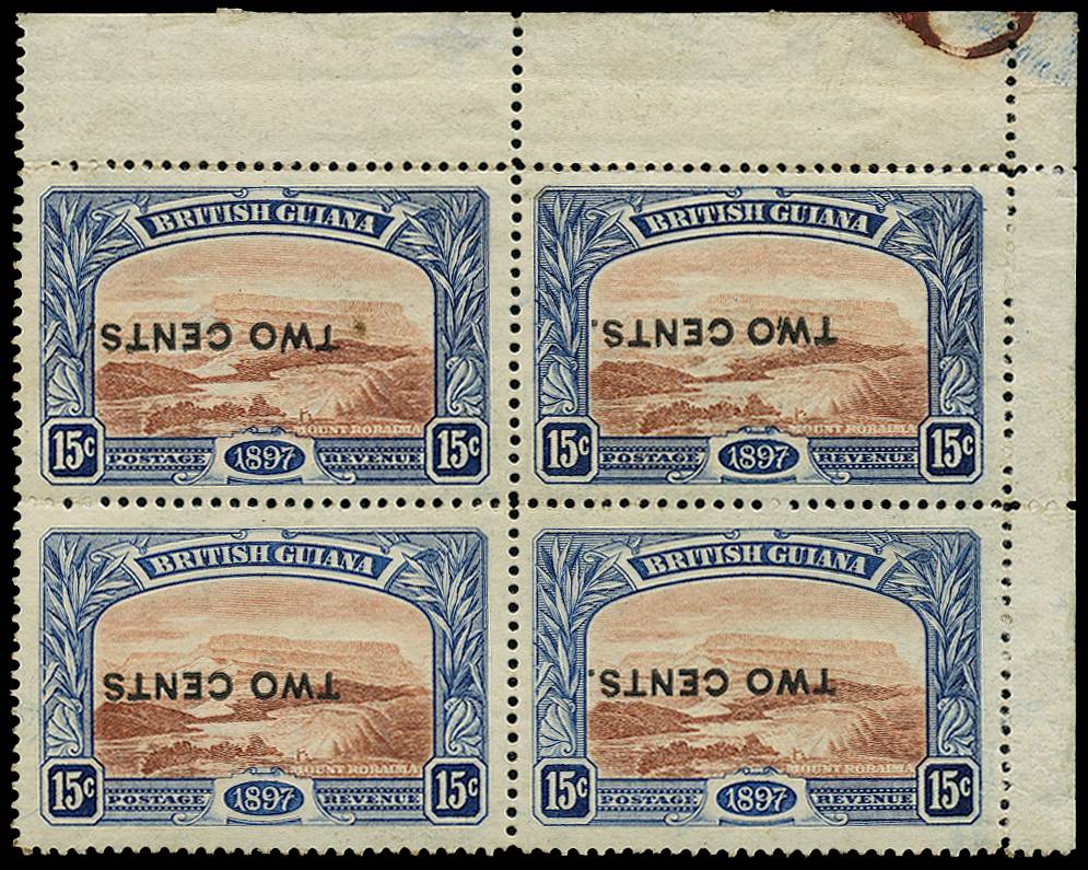 BRITISH GUIANA SG 224/da 1899 2c ON 15c ERROR SURCH INV AND NO STOP UNUSED