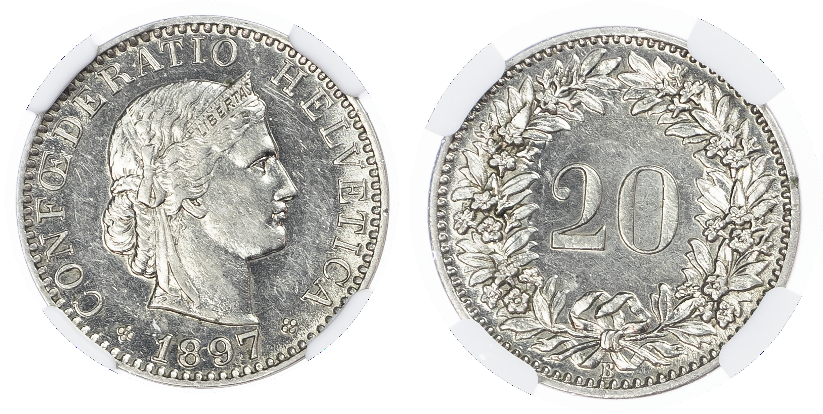 Switzerland. Federal State Ni 20 Rappen. 1897B.