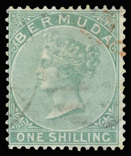 1865-1903 1s green, wmk CC, perf 14, variety...