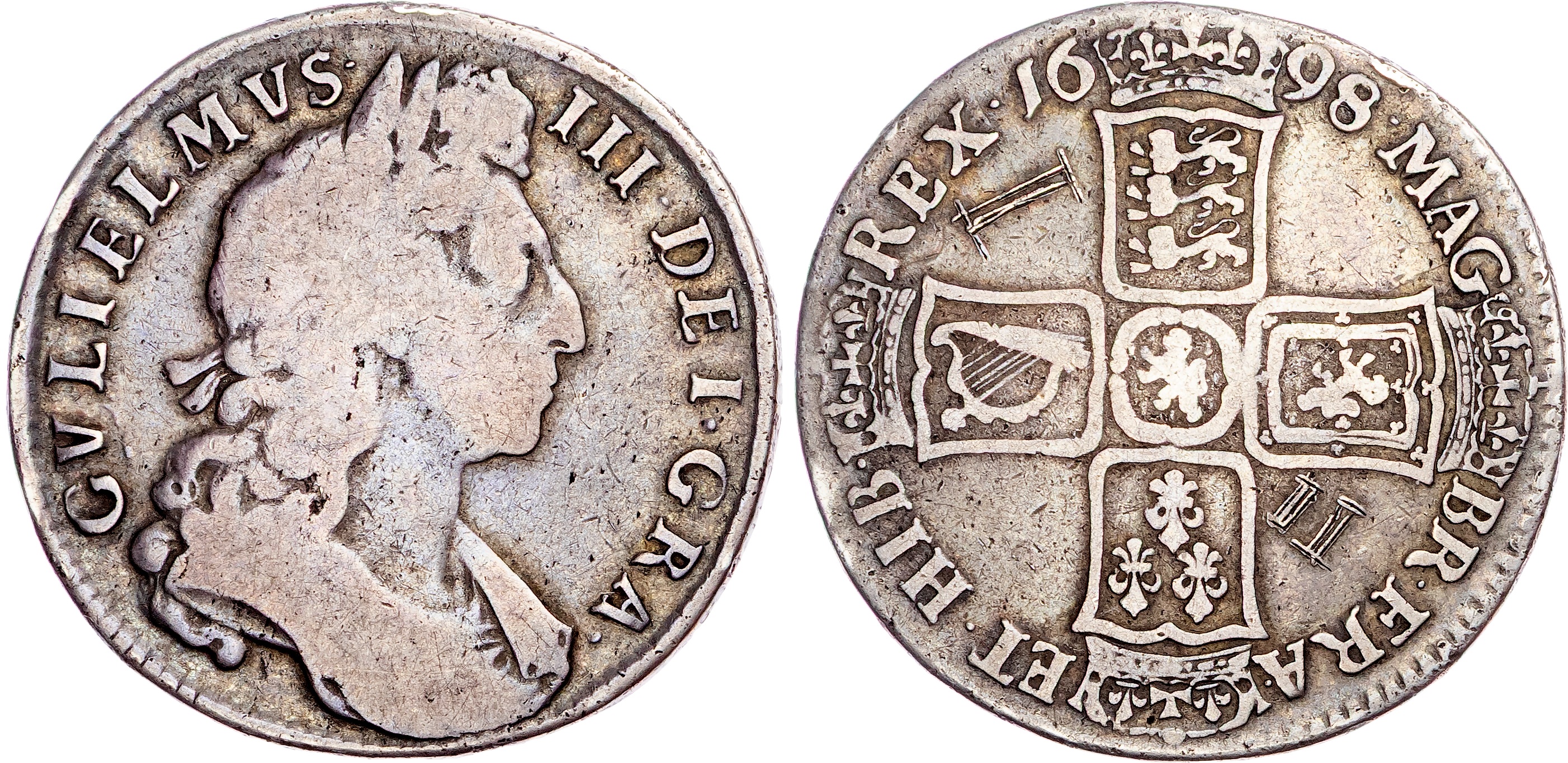 William III (1694‐1702), AR Halfcrown, 1698 UNDECIMO.