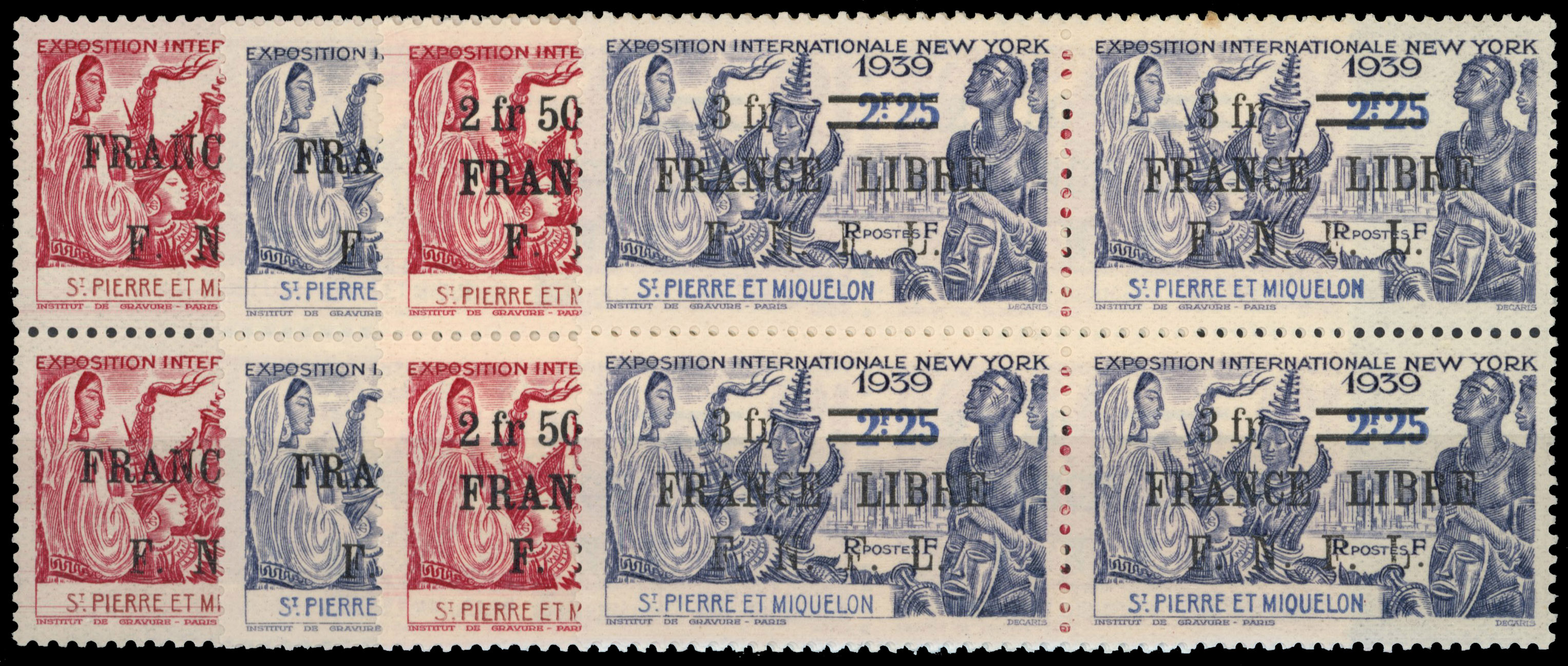 French Colonies – St Pierre et Miquelon 1940s wartime group