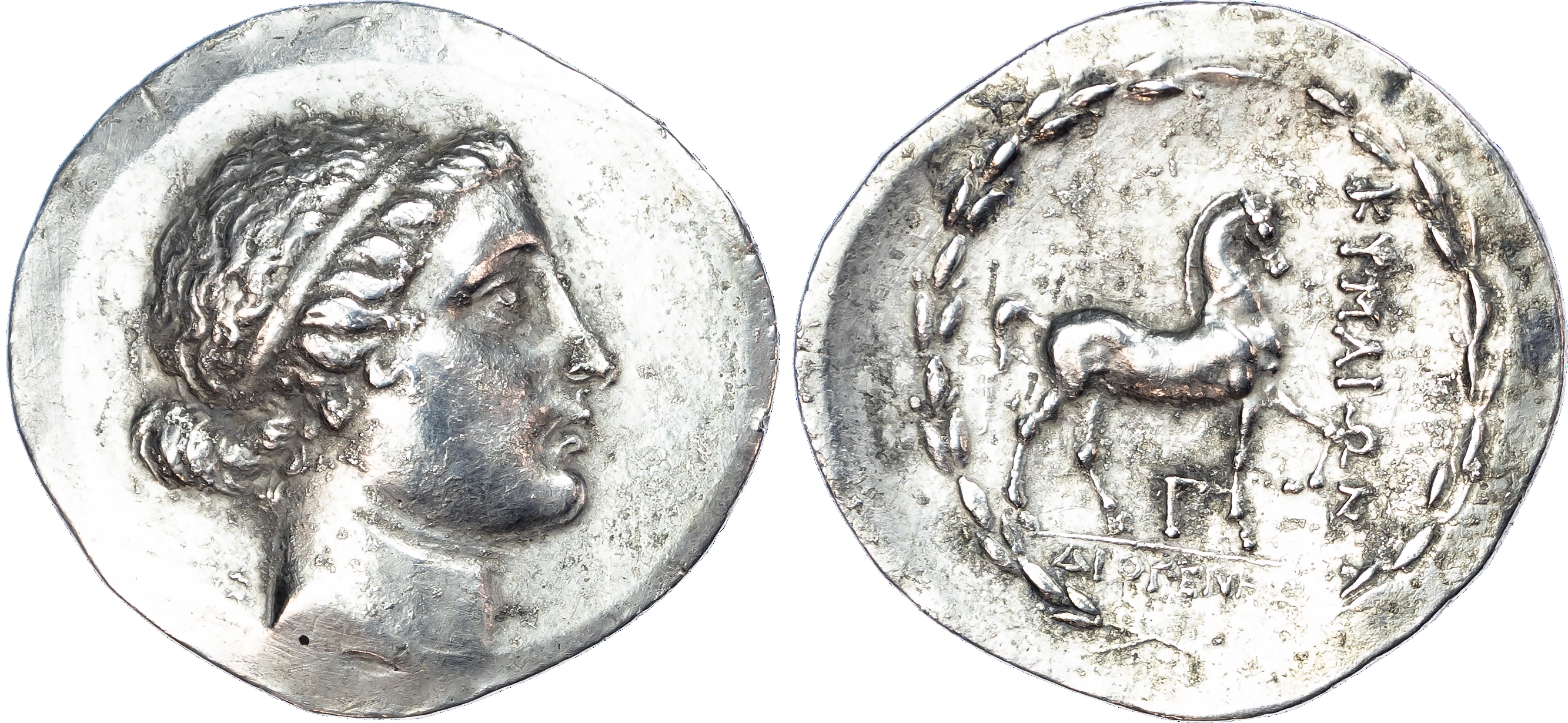 Aeolis, Kyme (c. 165-140 BC) AR Tetradrachm, Stephanophoric type, Diogenes, magistrate, 15.38g. 