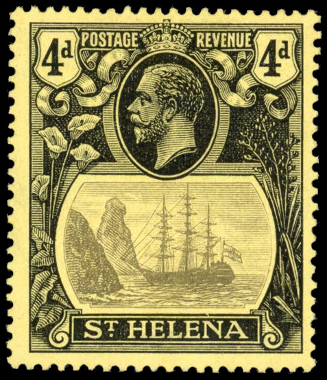 Saint Helena SG 92d 1922 4d 'storm over rock' variety large part o.g.