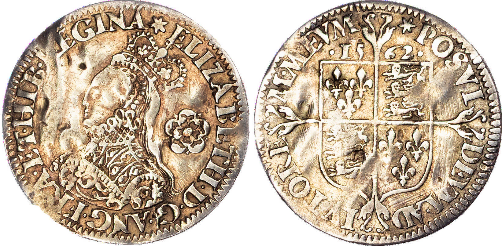 Elizabeth I (1558-1603), AR Sixpence, Milled issue, Tower Mint, mm: star – 1562, tall narrow decorated bust.