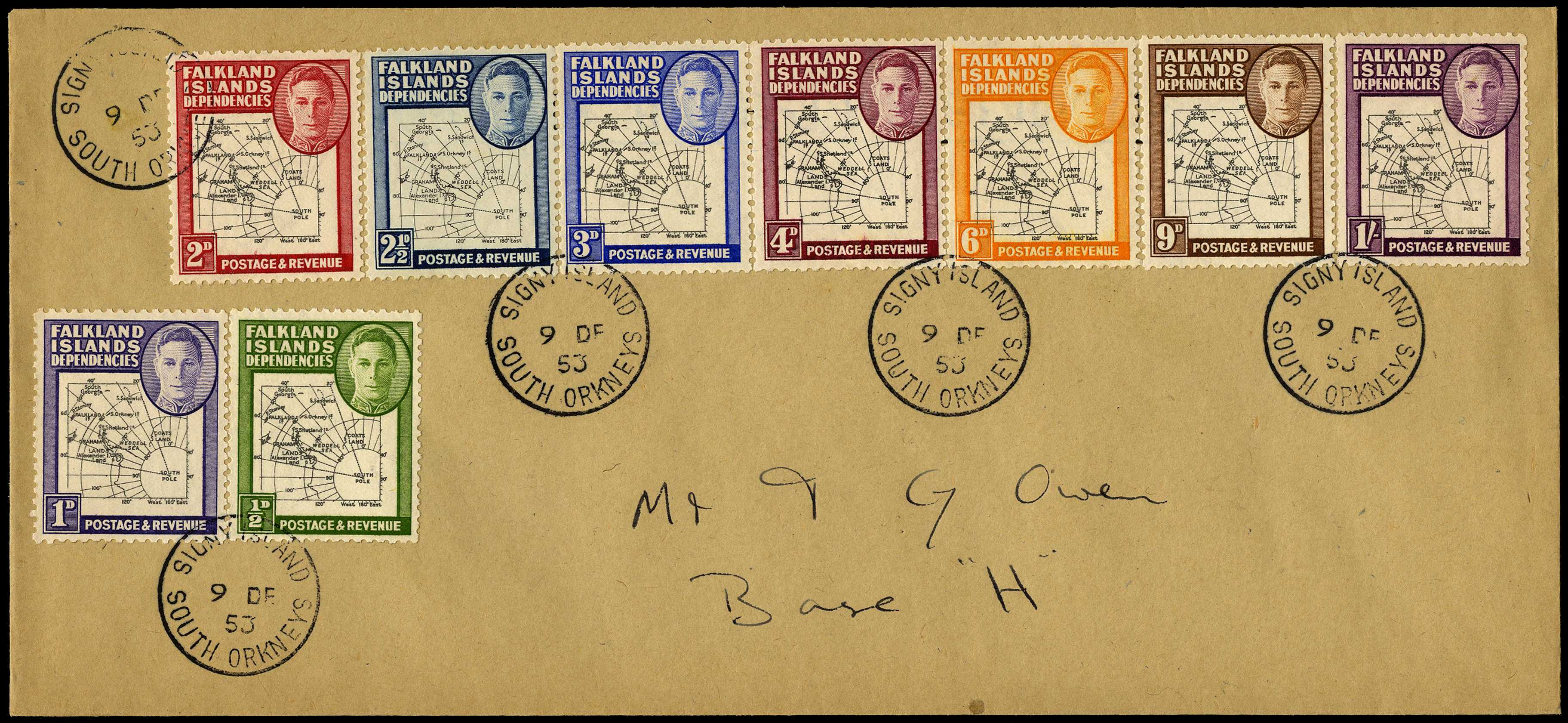 1946 Thick Map set of eight plus Thin Map 2½d...