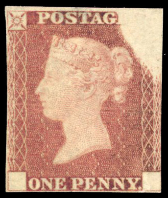 1840 1d Rainbow trial (State 2). Fine example in red