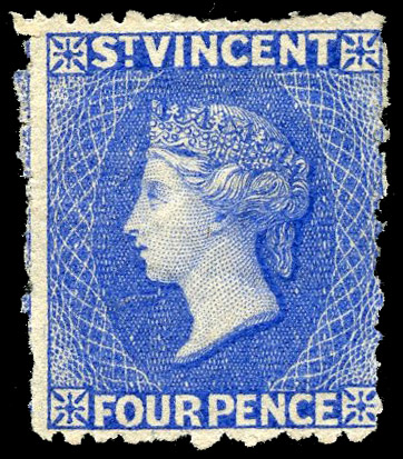 St Vincent 1881 4d bright blue mint
