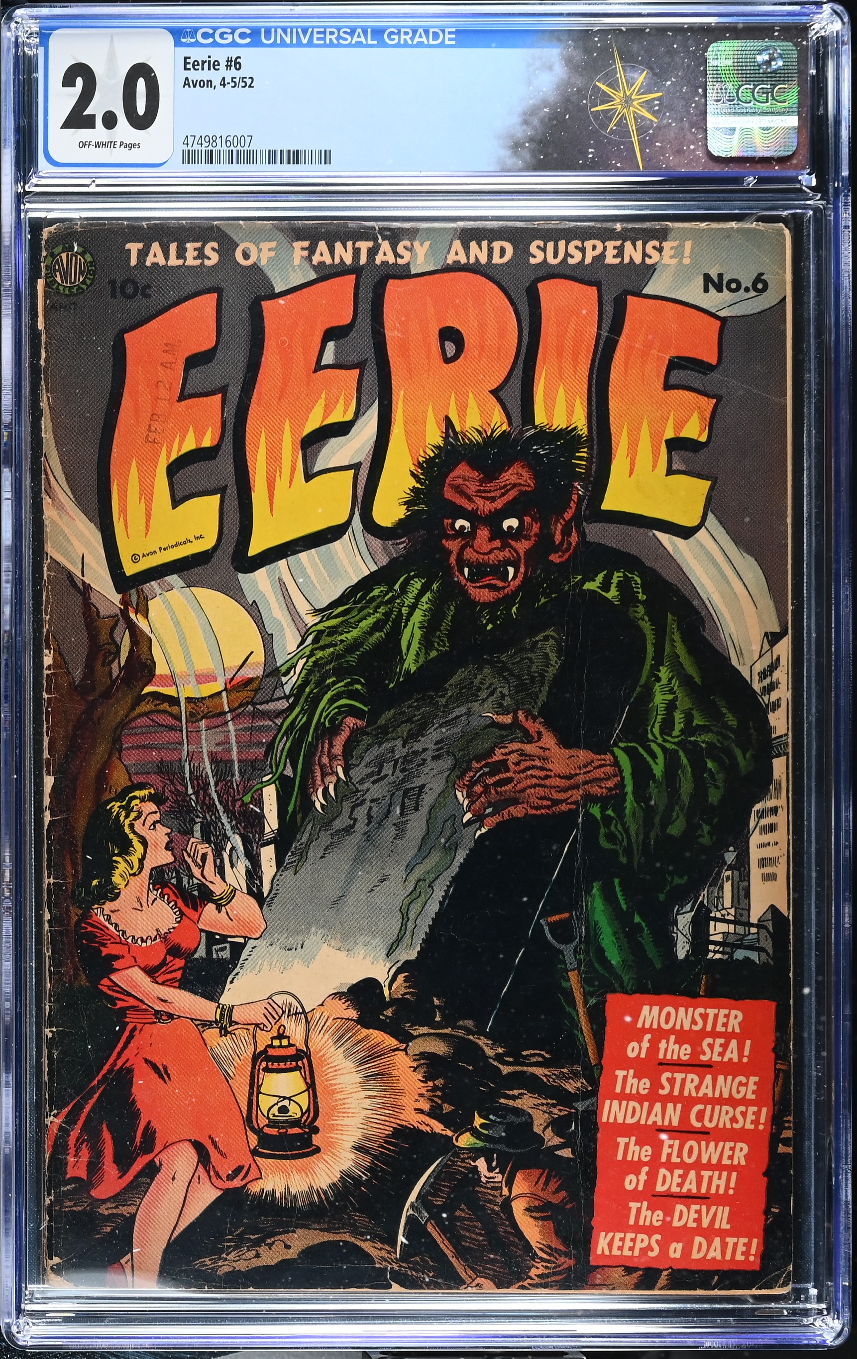 Eerie #6 CGC 2.0 Michael Becker, Vince Alascia and Sid Check art (Avon, 1952) Off-White Pages