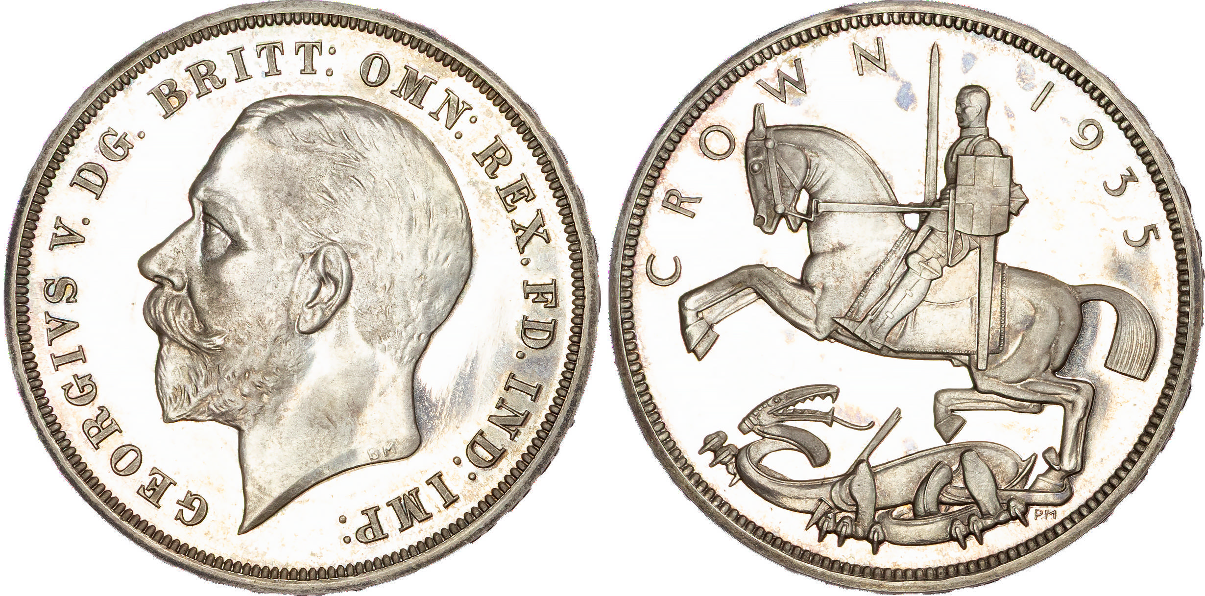 George V (1910‐1936), AR Proof Jubilee Crown, 1935, raised edge lettering type.
