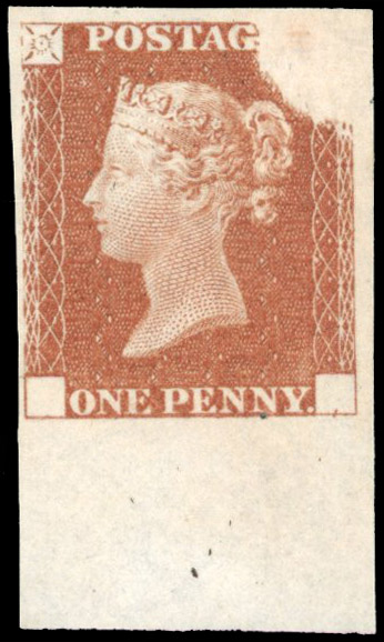 GB SG DP20(b) 1840 1d Rainbow Trial in red-brown