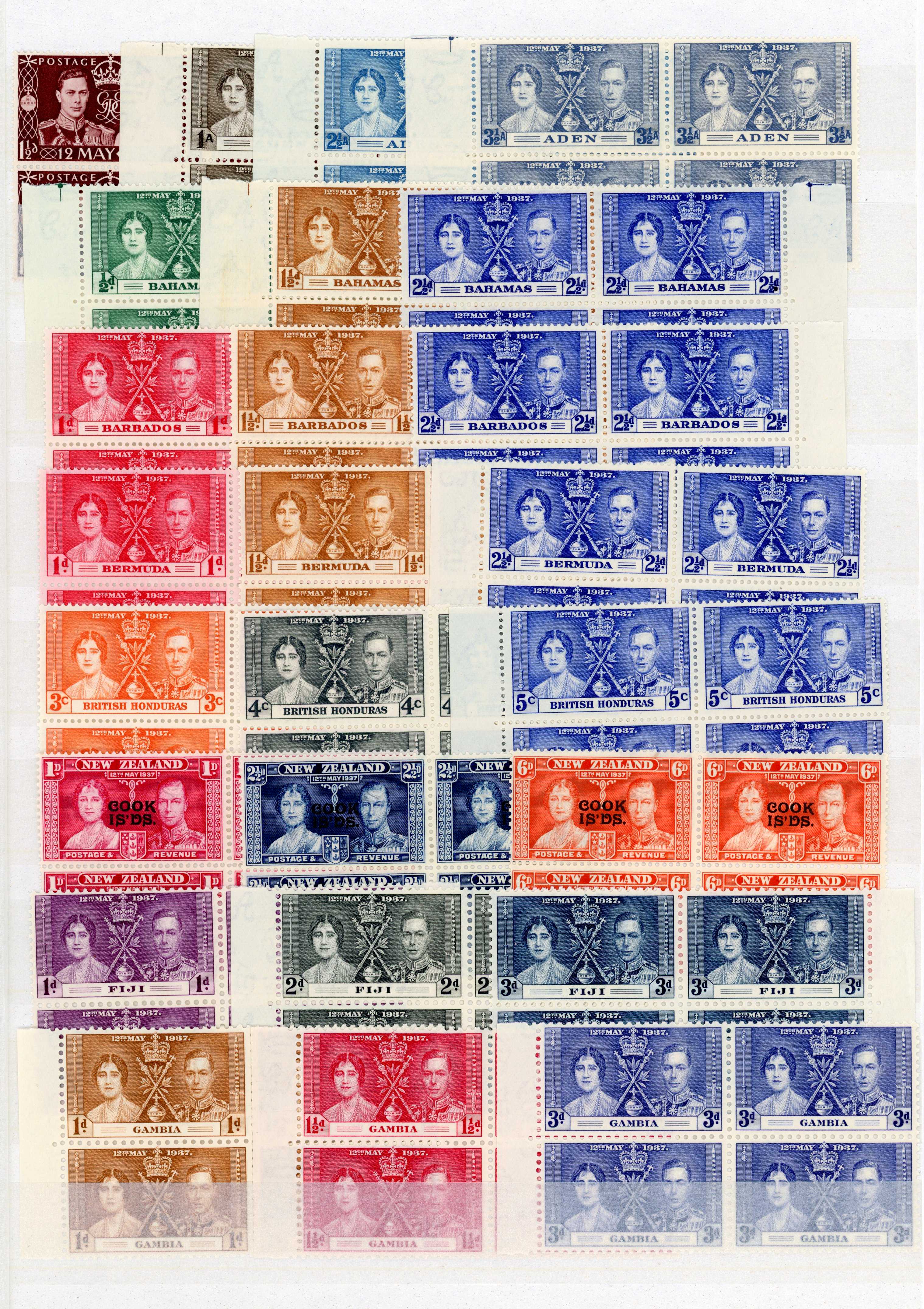 British Commonwealth 1937 Coronation blocks range mint